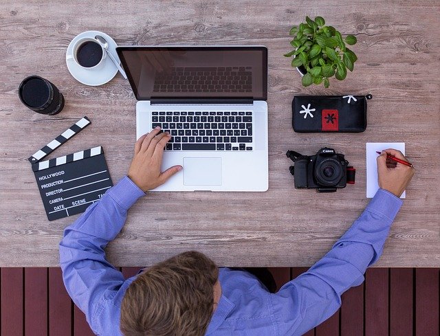 Man working remotely on laptop