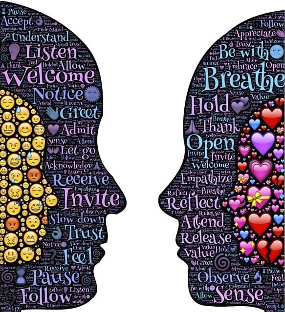 two heads facing eachother