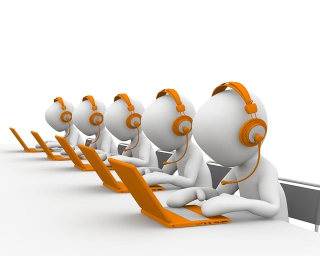 Call centre team on phones