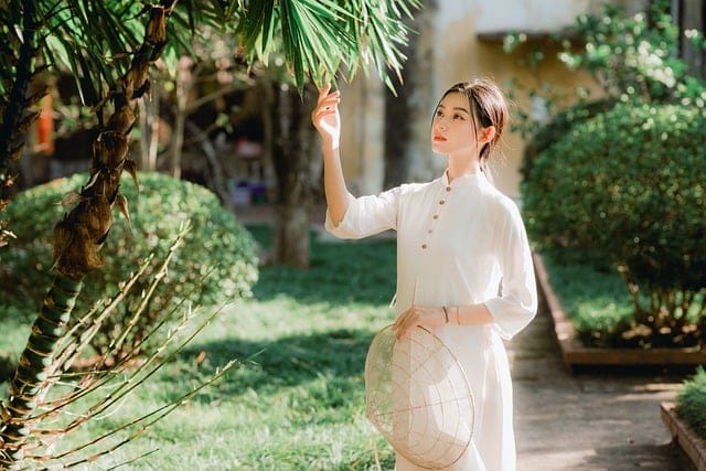 woman walking in garden